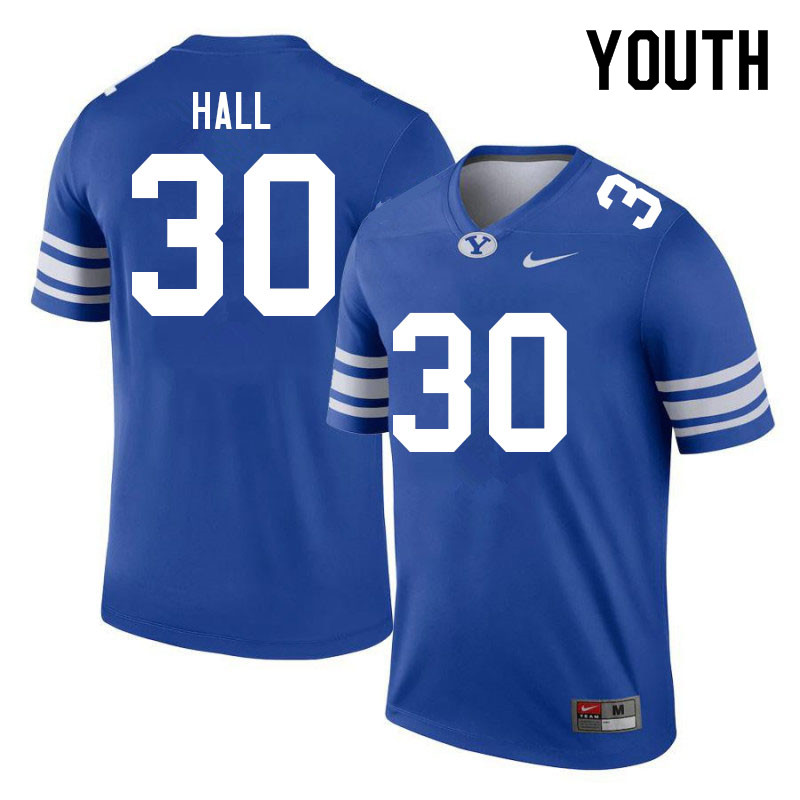 Youth #30 Kyson Hall BYU Cougars College Football Jerseys Sale-Royal - Click Image to Close